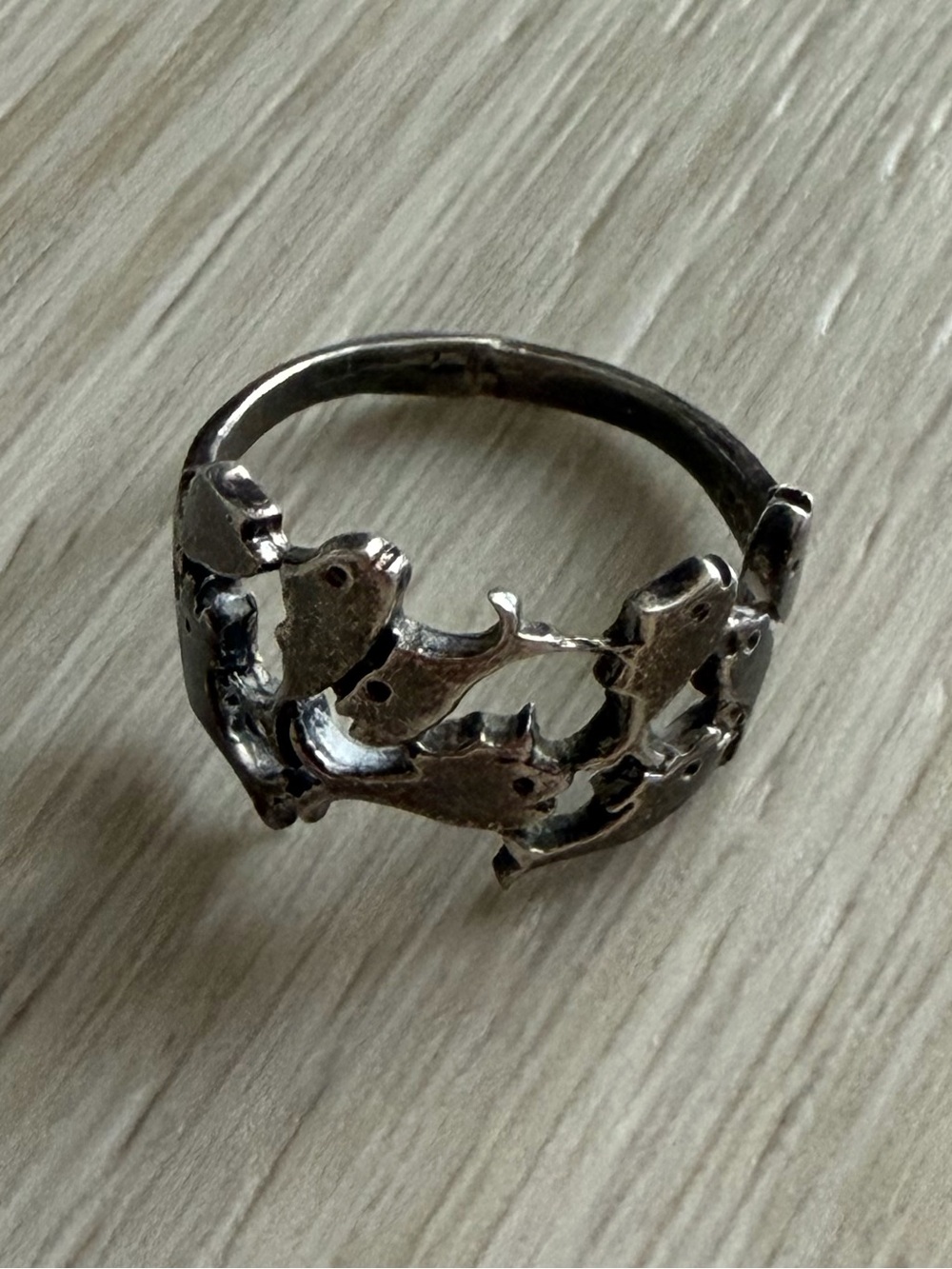 Vintage Sterling Silver Modernist Fish Band Ring Sz 8.5 - Picture 2 of 6